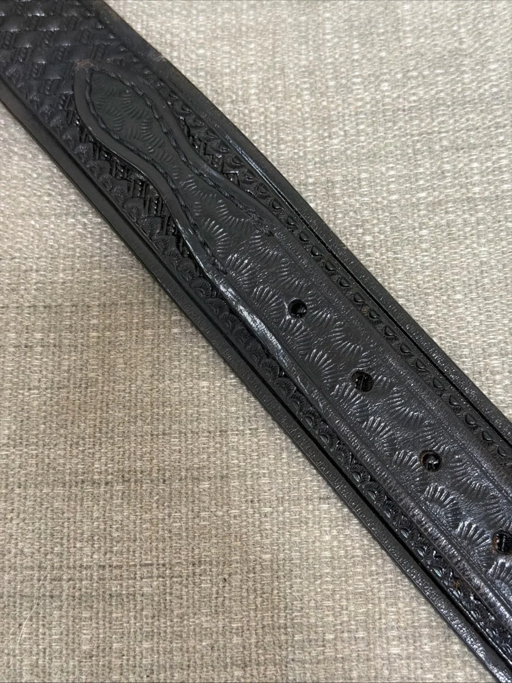 Vintage Don Hume Basket Weave River Belt Black